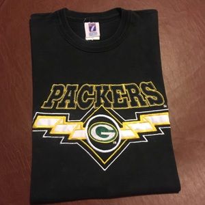 Vtg 90s Logo 7 Packers Spellout Tee L/XL